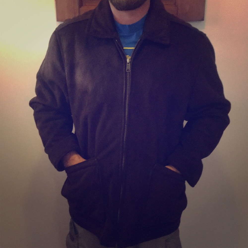 Chocolate brown men’s suede jacket